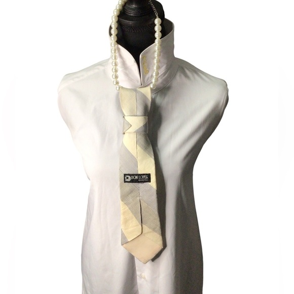 Chic Yellow and Gray Necktie Necklace with rabbit brooch - Picture 3 of 3